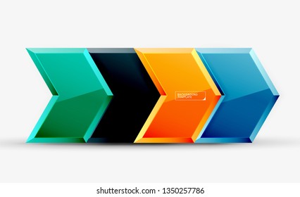 Shiny glossy arrows background, clean modern geometric design, futuristic composition, vector illustration