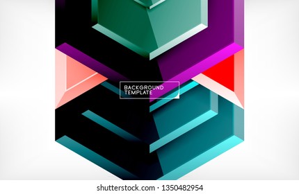 Shiny glossy arrows background, clean modern geometric design, futuristic composition, vector illustration