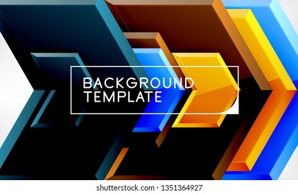 Shiny glossy arrows background, clean modern geometric design, futuristic composition, vector illustration