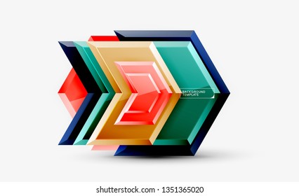 Shiny glossy arrows background, clean modern geometric design, futuristic composition, vector illustration