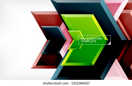 Shiny glossy arrows background, clean modern geometric design, futuristic composition, vector illustration