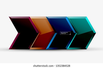 Fundo brilhante das setas brilhantes, design geométrico moderno limpo, composição futurista, ilustração vetorial