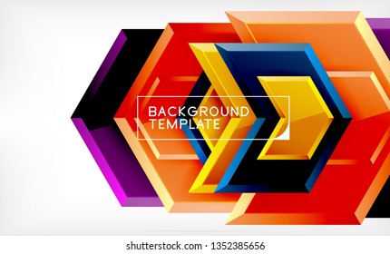 Shiny glossy arrows background, clean modern geometric design, futuristic composition, vector illustration