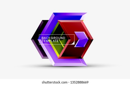 Shiny glossy arrows background, clean modern geometric design, futuristic composition, vector illustration