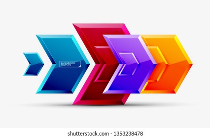 Shiny glossy arrows background, clean modern geometric design, futuristic composition, vector illustration