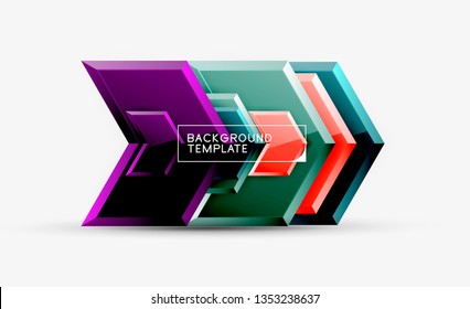 Shiny glossy arrows background, clean modern geometric design, futuristic composition, vector illustration