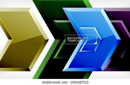 Shiny glossy arrows background, clean modern geometric design, futuristic composition, vector illustration