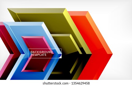 Shiny glossy arrows background, clean modern geometric design, futuristic composition, vector illustration