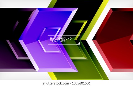 Shiny glossy arrows background, clean modern geometric design, futuristic composition, vector illustration
