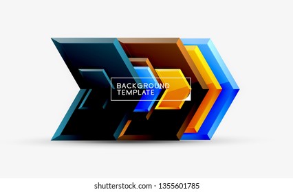 Shiny glossy arrows background, clean modern geometric design, futuristic composition, vector illustration