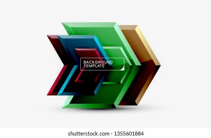 Shiny glossy arrows background, clean modern geometric design, futuristic composition, vector illustration
