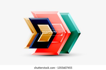 Shiny glossy arrows background, clean modern geometric design, futuristic composition, vector illustration