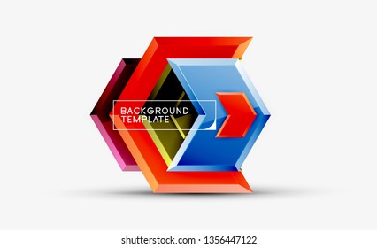 Shiny glossy arrows background, clean modern geometric design, futuristic composition, vector illustration