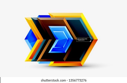 Shiny glossy arrows background, clean modern geometric design, futuristic composition, vector illustration