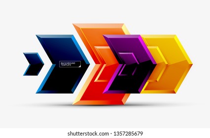 Shiny glossy arrows background, clean modern geometric design, futuristic composition, vector illustration