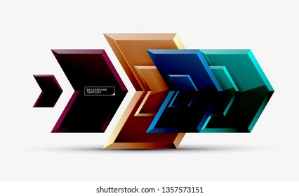 Shiny glossy arrows background, clean modern geometric design, futuristic composition, vector illustration