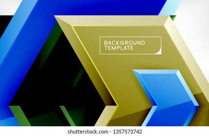 Shiny glossy arrows background, clean modern geometric design, futuristic composition, vector illustration