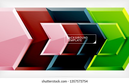 Shiny glossy arrows background, clean modern geometric design, futuristic composition, vector illustration