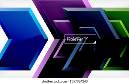 Shiny glossy arrows background, clean modern geometric design, futuristic composition, vector illustration
