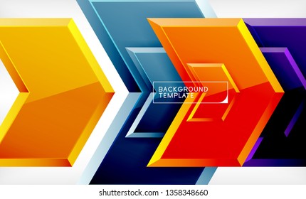 Shiny glossy arrows background, clean modern geometric design, futuristic composition, vector illustration