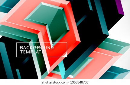 Shiny glossy arrows background, clean modern geometric design, futuristic composition, vector illustration