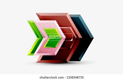 Shiny glossy arrows background, clean modern geometric design, futuristic composition, vector illustration
