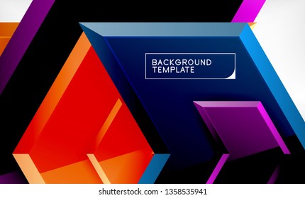 Shiny glossy arrows background, clean modern geometric design, futuristic composition, vector illustration