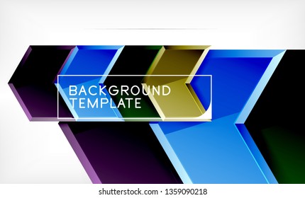 Shiny glossy arrows background, clean modern geometric design, futuristic composition, vector illustration