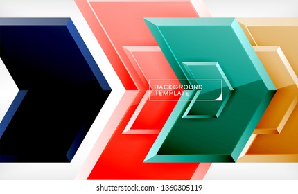 Shiny glossy arrows background, clean modern geometric design, futuristic composition, vector illustration