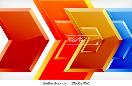 Shiny glossy arrows background, clean modern geometric design, futuristic composition, vector illustration