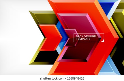 Shiny glossy arrows background, clean modern geometric design, futuristic composition, vector illustration