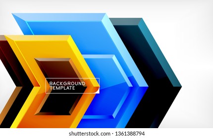 Shiny glossy arrows background, clean modern geometric design, futuristic composition, vector illustration