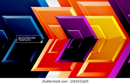 Shiny glossy arrows background, clean modern geometric design, futuristic composition, vector illustration
