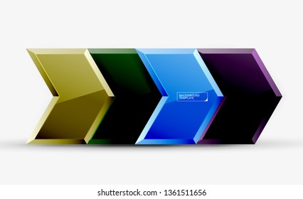 Shiny glossy arrows background, clean modern geometric design, futuristic composition, vector illustration