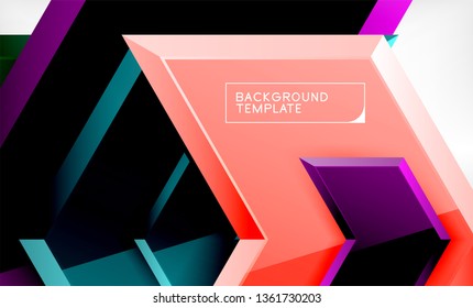 Shiny glossy arrows background, clean modern geometric design, futuristic composition, vector illustration