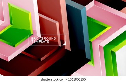 Shiny glossy arrows background, clean modern geometric design, futuristic composition, vector illustration