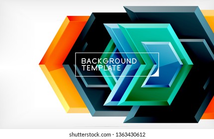 Shiny glossy arrows background, clean modern geometric design, futuristic composition, vector illustration