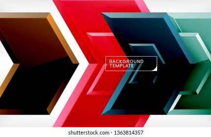 Shiny glossy arrows background, clean modern geometric design, futuristic composition, vector illustration