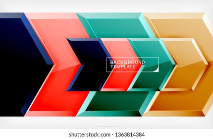 Shiny glossy arrows background, clean modern geometric design, futuristic composition, vector illustration