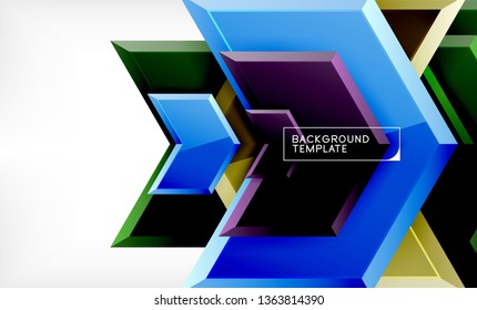 Shiny glossy arrows background, clean modern geometric design, futuristic composition, vector illustration