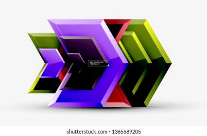 Shiny glossy arrows background, clean modern geometric design, futuristic composition, vector illustration