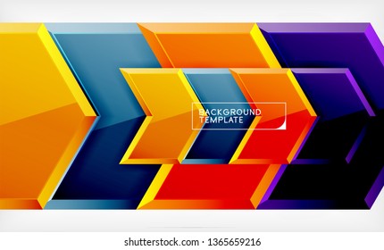 Shiny glossy arrows background, clean modern geometric design, futuristic composition, vector illustration