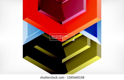 Shiny glossy arrows background, clean modern geometric design, futuristic composition, vector illustration