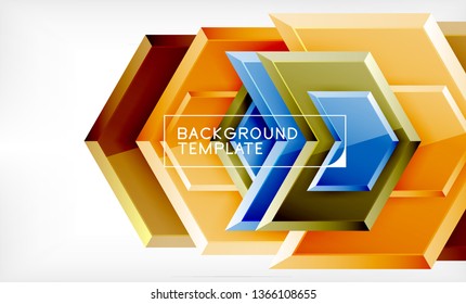 Shiny glossy arrows background, clean modern geometric design, futuristic composition, vector illustration