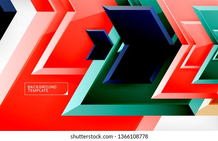 Shiny glossy arrows background, clean modern geometric design, futuristic composition, vector illustration