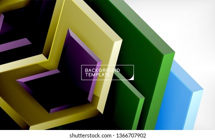 Shiny glossy arrows background, clean modern geometric design, futuristic composition, vector illustration
