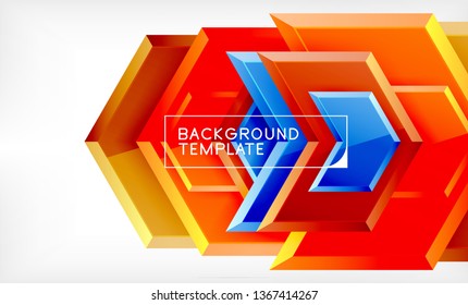 Shiny glossy arrows background, clean modern geometric design, futuristic composition, vector illustration