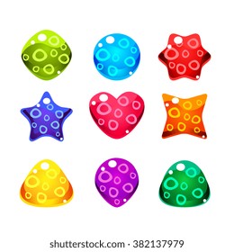 Shiny Glossy Colorful Shapes, Vector Collection set