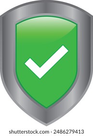 A Shiny and Glossy Green Shield With Checkmark