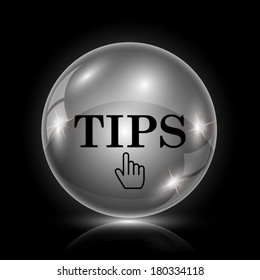 Shiny glossy icon - glass ball on black background